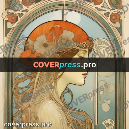 Mucha style poster: jellyfish among poppies