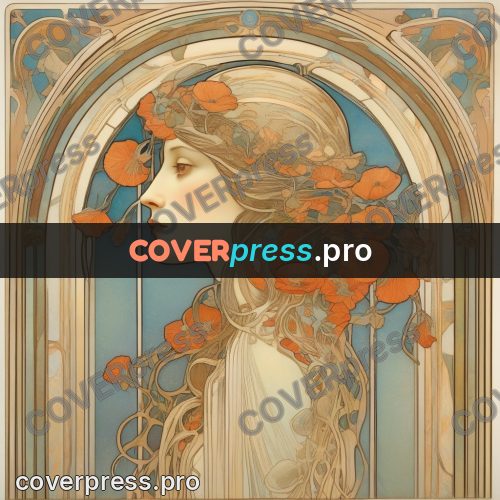 Mucha style poster: jellyfish among poppies