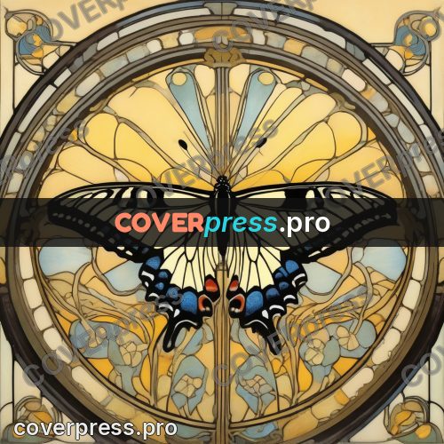 Mucha style poster: butterfly with open wings