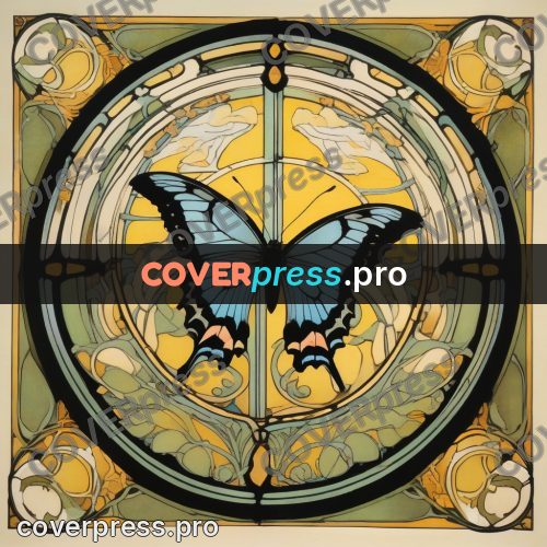 Mucha style poster: butterfly with open wings