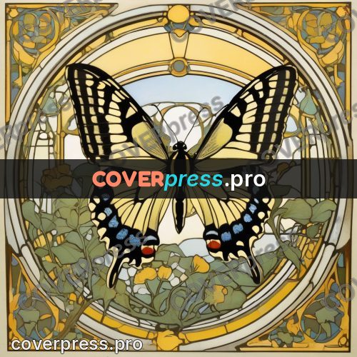 Mucha style poster: butterfly with open wings