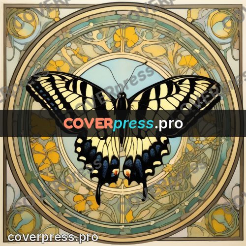 Mucha style poster: butterfly with open wings