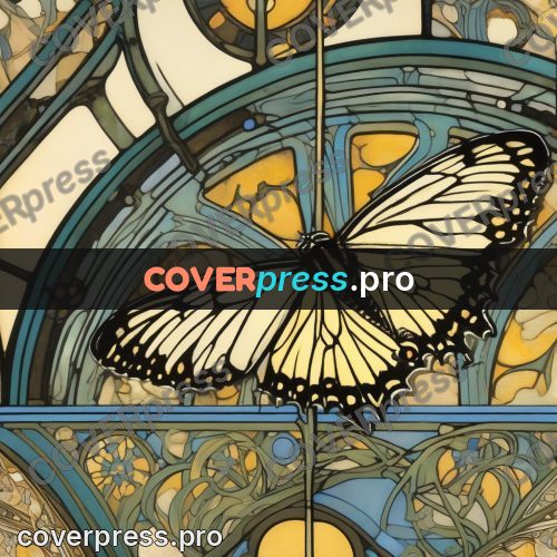 Mucha style poster: butterfly with open wings