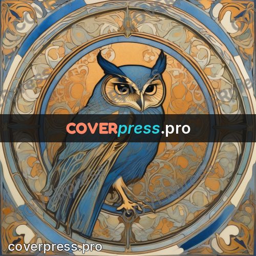 Mucha style poster: owl in a round frame