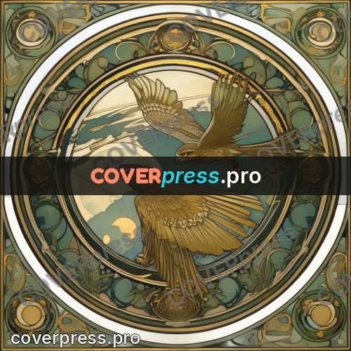 Mucha style poster: owl under a round moon