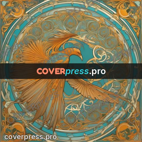 Mucha style poster: woman in a cloak by ornament