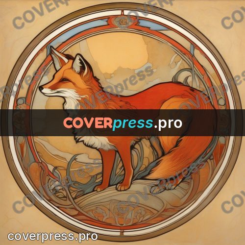 Mucha style poster: fox in a round frame