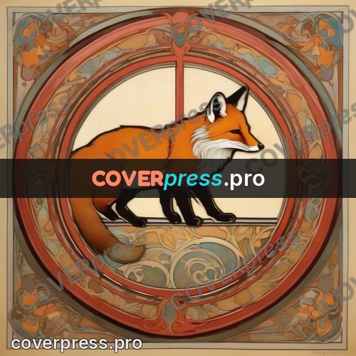 Mucha style poster: fox in a round frame