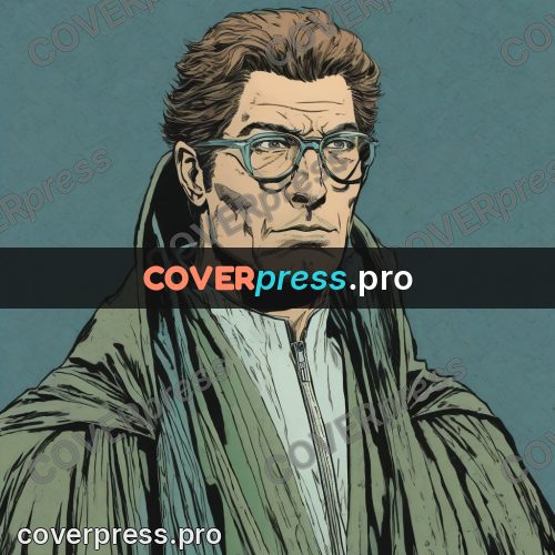 Comic style drawing: man in glasses and a coat