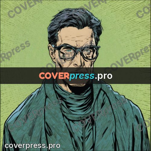 Comic style drawing: man in glasses and a coat