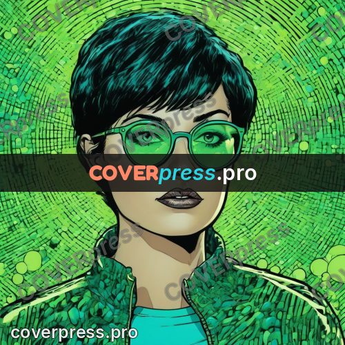 Comic style drawing: woman in glasses with short hair