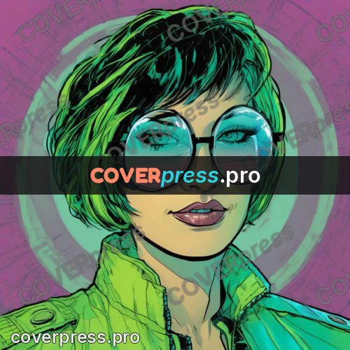 Comic style drawing: woman in glasses with short hair