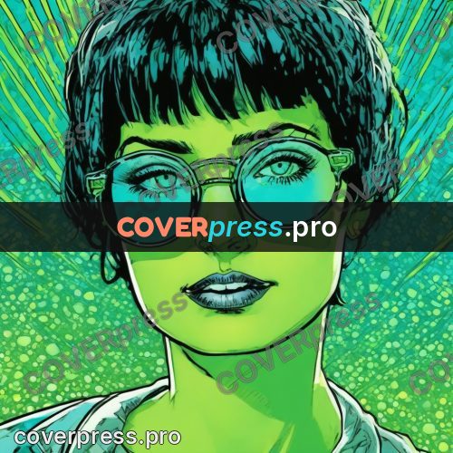 Comic style drawing: woman in glasses with short hair