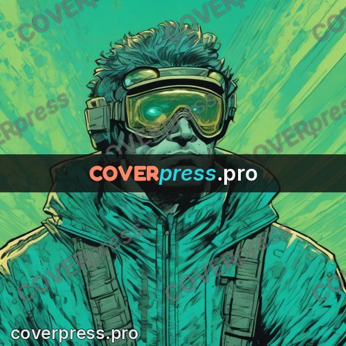 Comic style drawing: man in goggles and a jacket