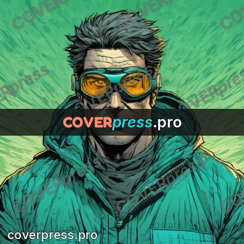 Comic style drawing: man in goggles and a jacket