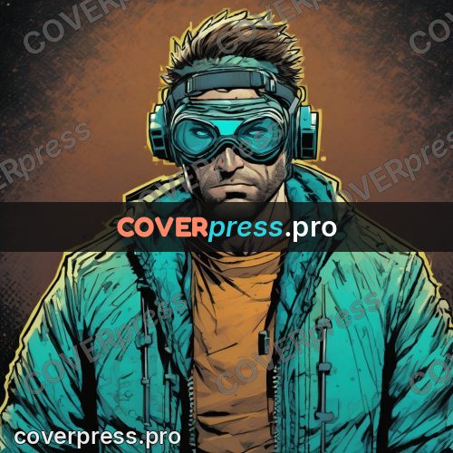 Comic style drawing: man in goggles and a jacket