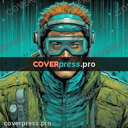 Comic style drawing: man in goggles and a jacket