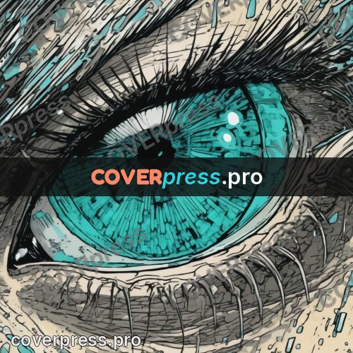 Comic style drawing: turquoise eye and lashes