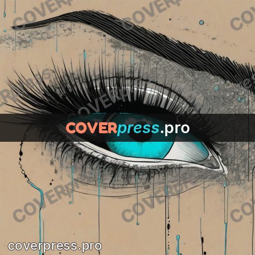 Comic style drawing: turquoise eye and lashes