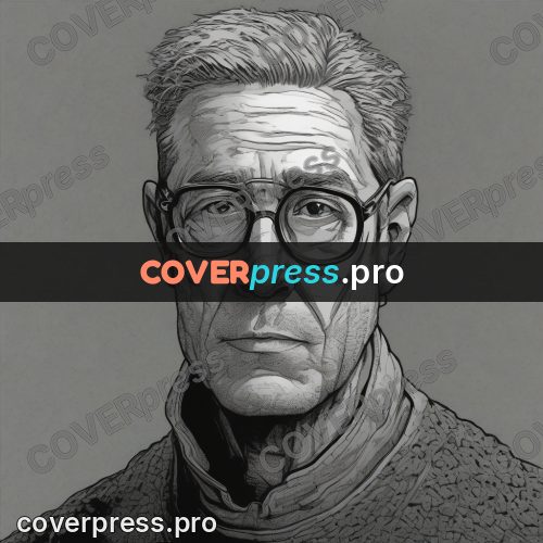 Comic style drawing: elderly man in glasses
