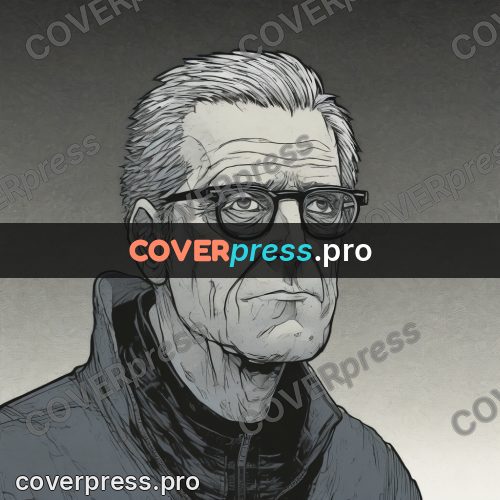 Comic style drawing: elderly man in glasses