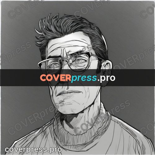 Comic style drawing: elderly man in glasses