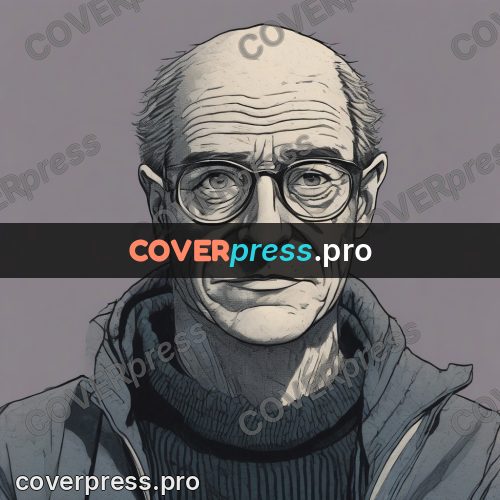 Comic style drawing: elderly man in glasses