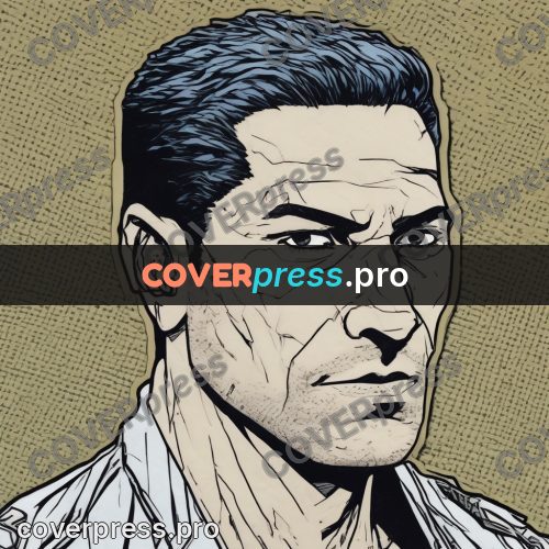 Comic style drawing: man with dark hair
