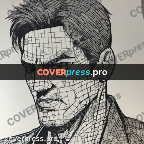 Comic style drawing: man with dark hair