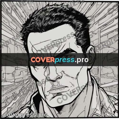 Comic style drawing: man with dark hair