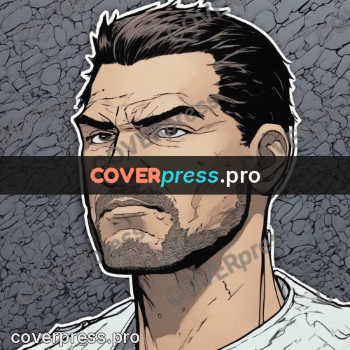 Comic style drawing: man with dark hair