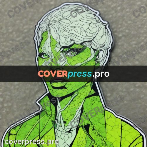 Comic style drawing: woman in green