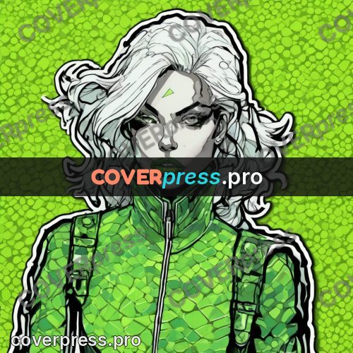 Comic style drawing: woman in green
