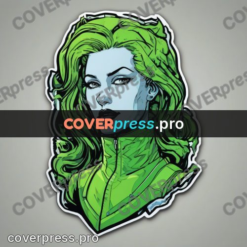 Comic style drawing: woman in green