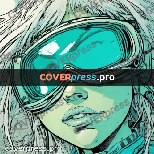 Comic style drawing: face in protective goggles