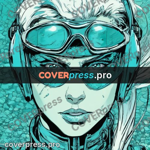 Comic style drawing: face in protective goggles