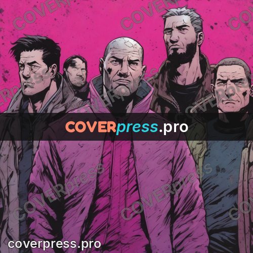 Comic style drawing: pink clothing against a magenta background