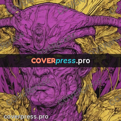 Comic style drawing: purple horned head