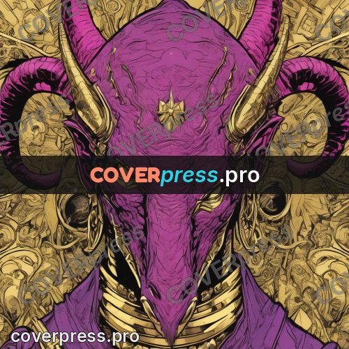 Comic style drawing: purple horned head