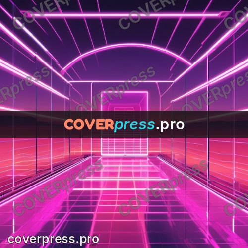80s neon illustration: hall with glowing walls