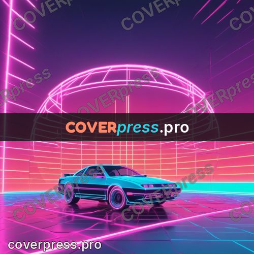 80s neon illustration: object in a glowing hall