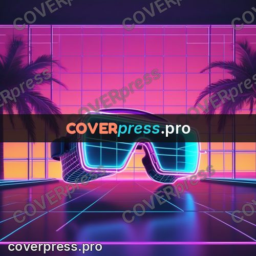 80s neon illustration: object in a glowing hall