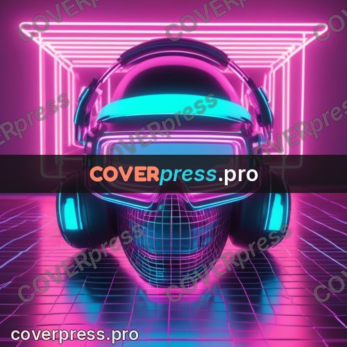 80s neon illustration: object in a glowing hall