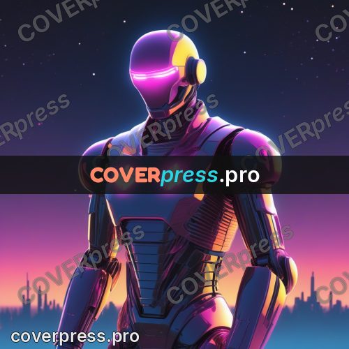 80s neon illustration: robot in a glowing outline