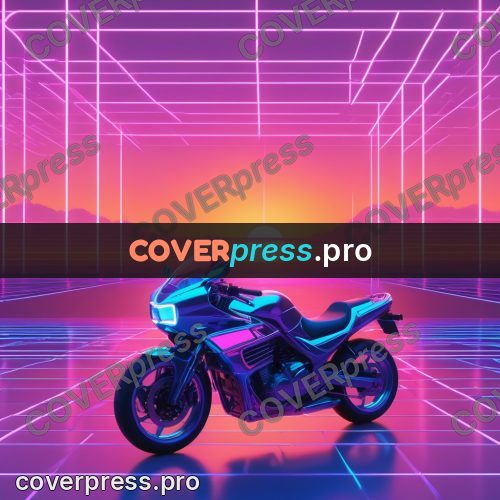 80s neon illustration: motorcycle in pink light