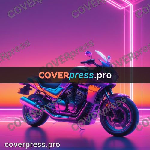 80s neon illustration: motorcycle in pink light