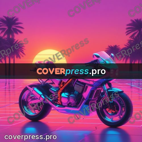 80s neon illustration: motorcycle in pink light