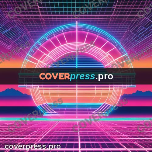 80s neon illustration: sun circle over a glowing grid