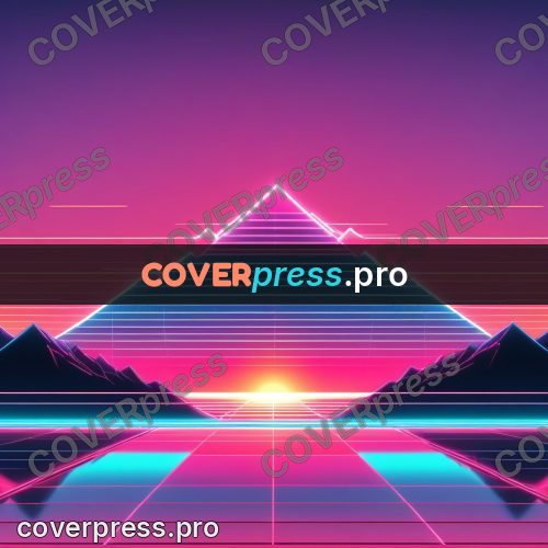 80s neon illustration: glowing pyramid above a grid