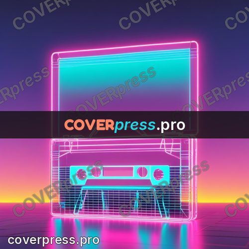 80s neon illustration: glowing cassette outline